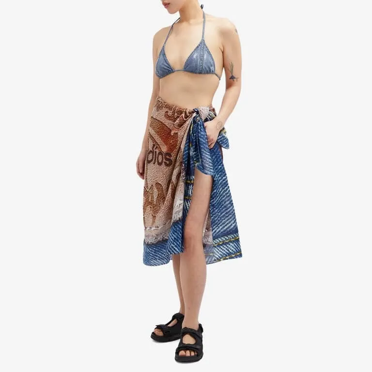 Acne Studios Denim Print Sarong, beige/blue