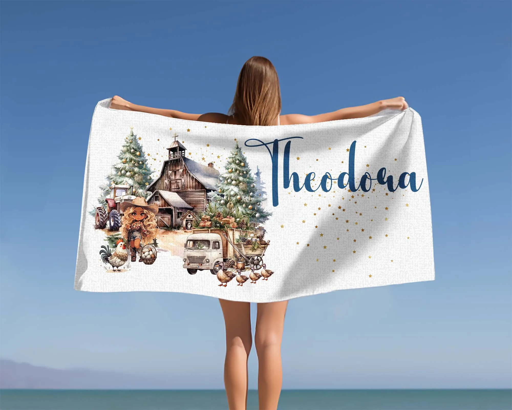 Beach Towel, Country Western Cowgirl, Polycotton Towel