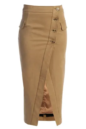 Beige Audrey Suede Midi Skirt