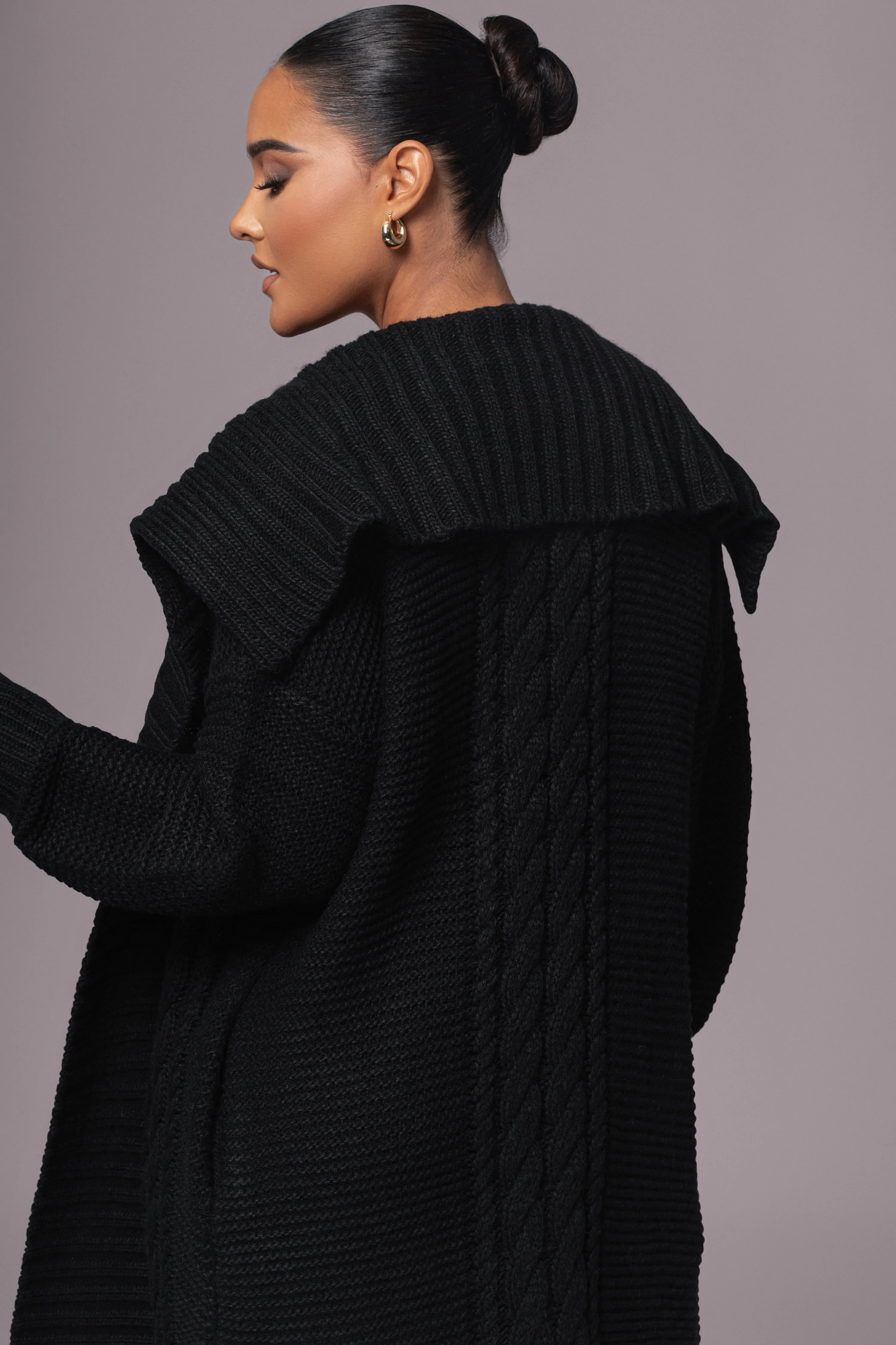 Black Malinda Sweater Knit Cardigan