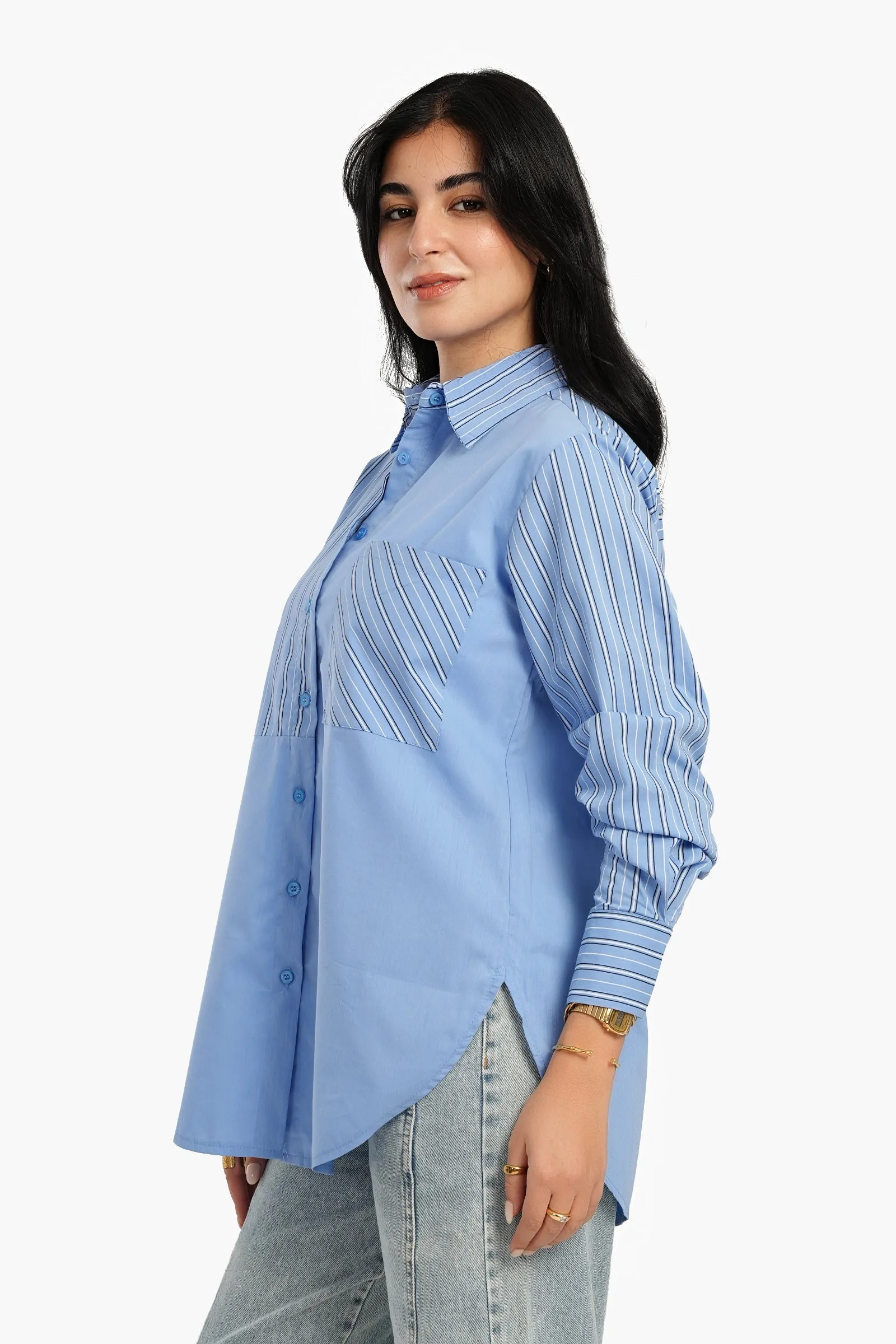 Blue Poplin Basic Shirt