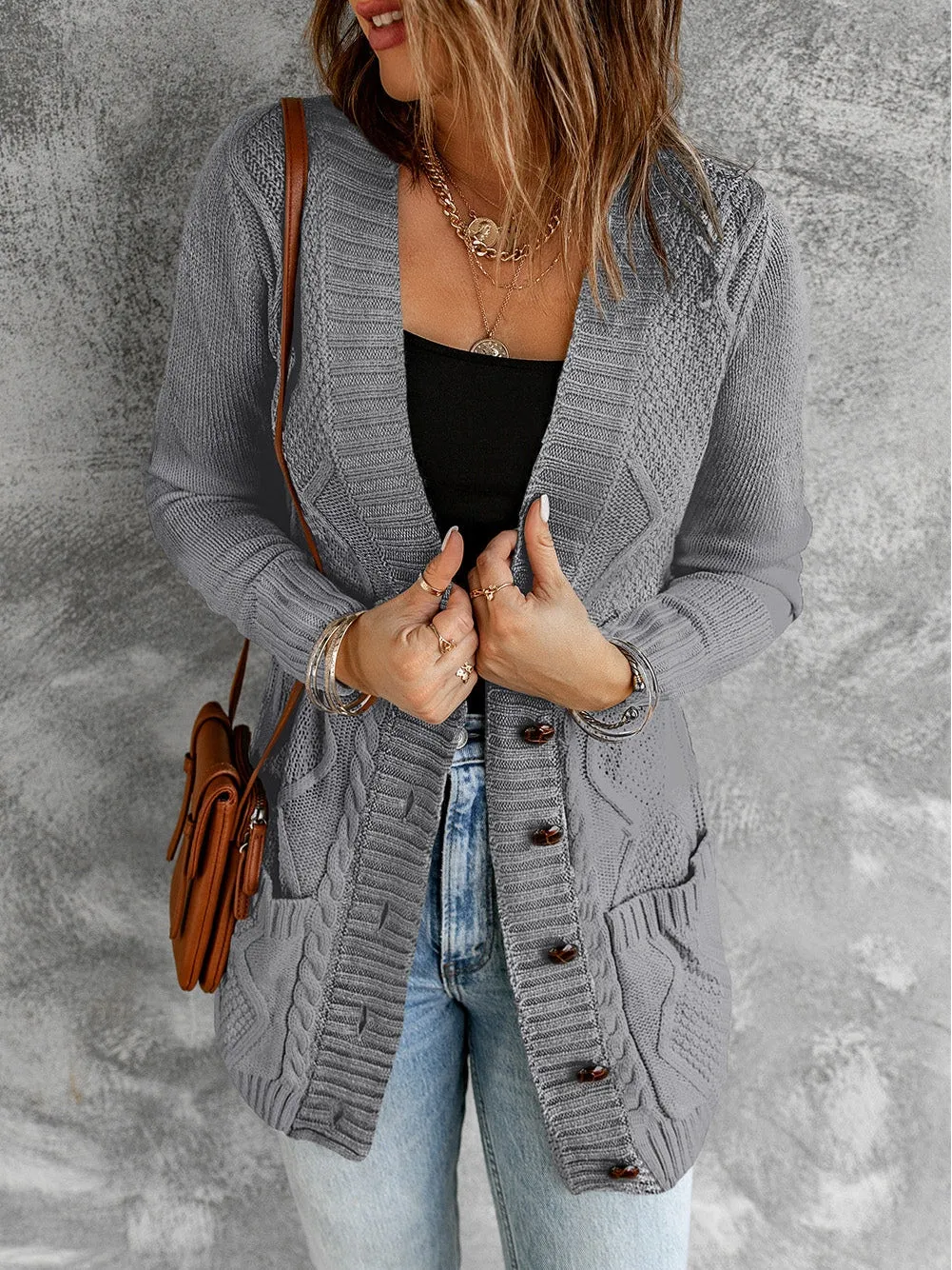 Cable Knit Button Cardigan