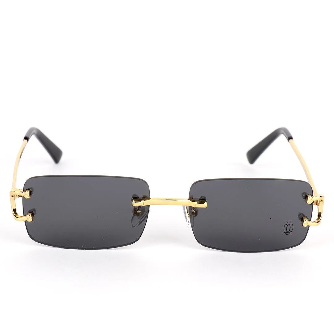 Cartier Exquisite Designed Black And Gold Metal Rimless Glasses