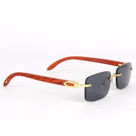 Cartier Vintage Wooden Rimless Dark Lens Glasses