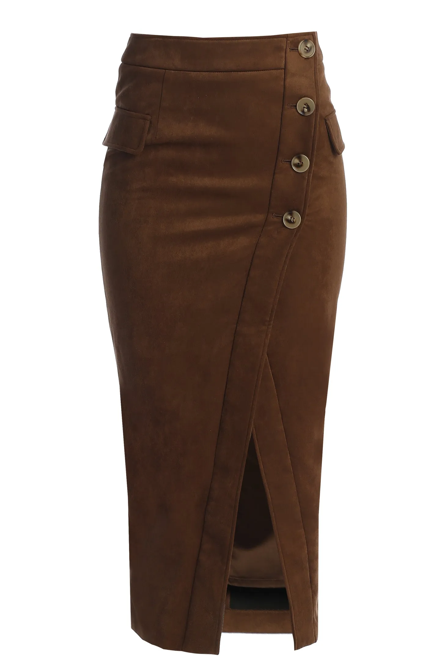 Chocolate Audrey Suede Midi Skirt