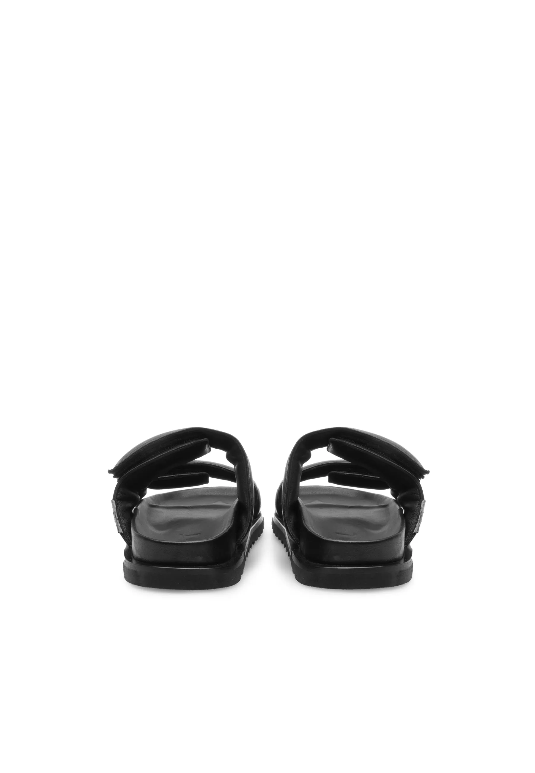 Corine Black Leather Puffy Sandals