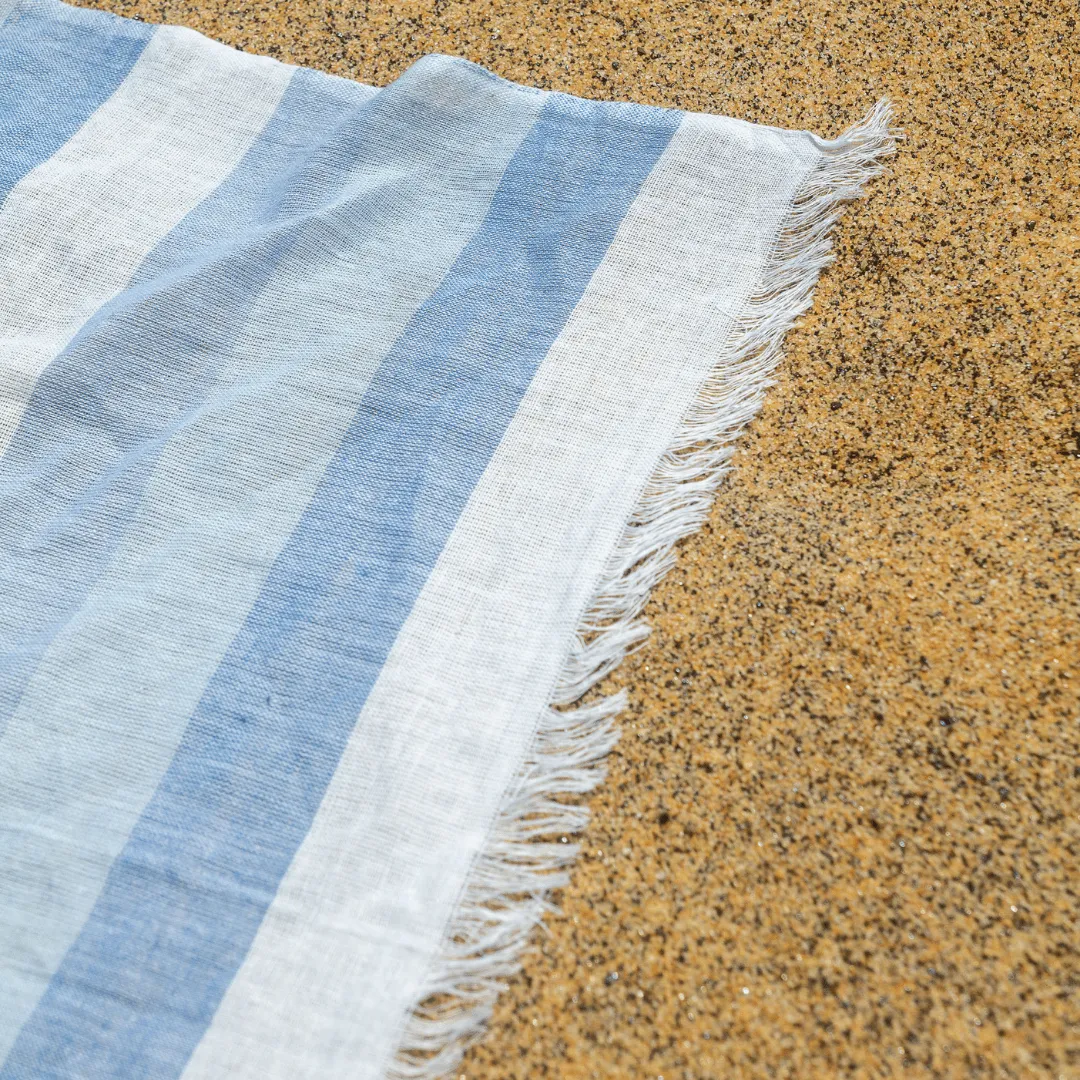 Cotton Fouta Bronte Stripe Towel - Blue