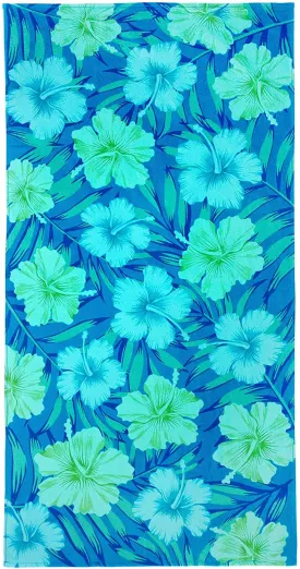 Cotton Velour Beach Towel in Hibiscus Colors, 60" x 30"