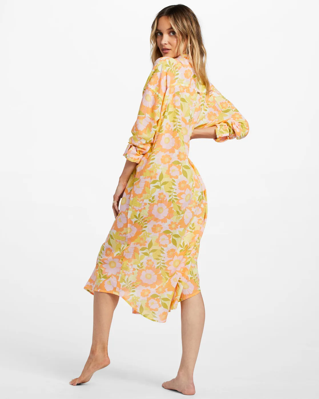 Daylight Dreamin Midi Shirt Swim Cover-Up - Orange Peel