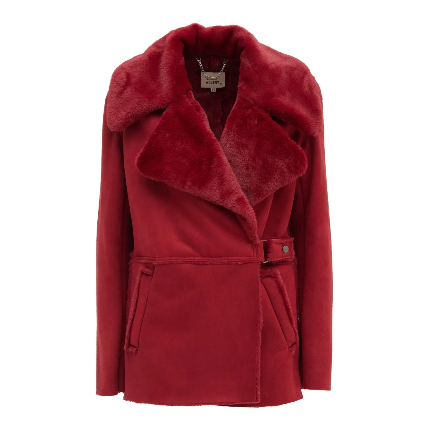 Double Faced Shearling Coat Red