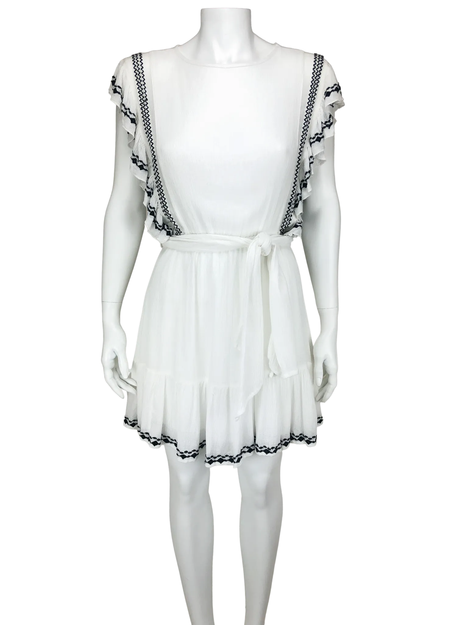 Free People, Women's Embroidered Dress, White/Black, Size XS