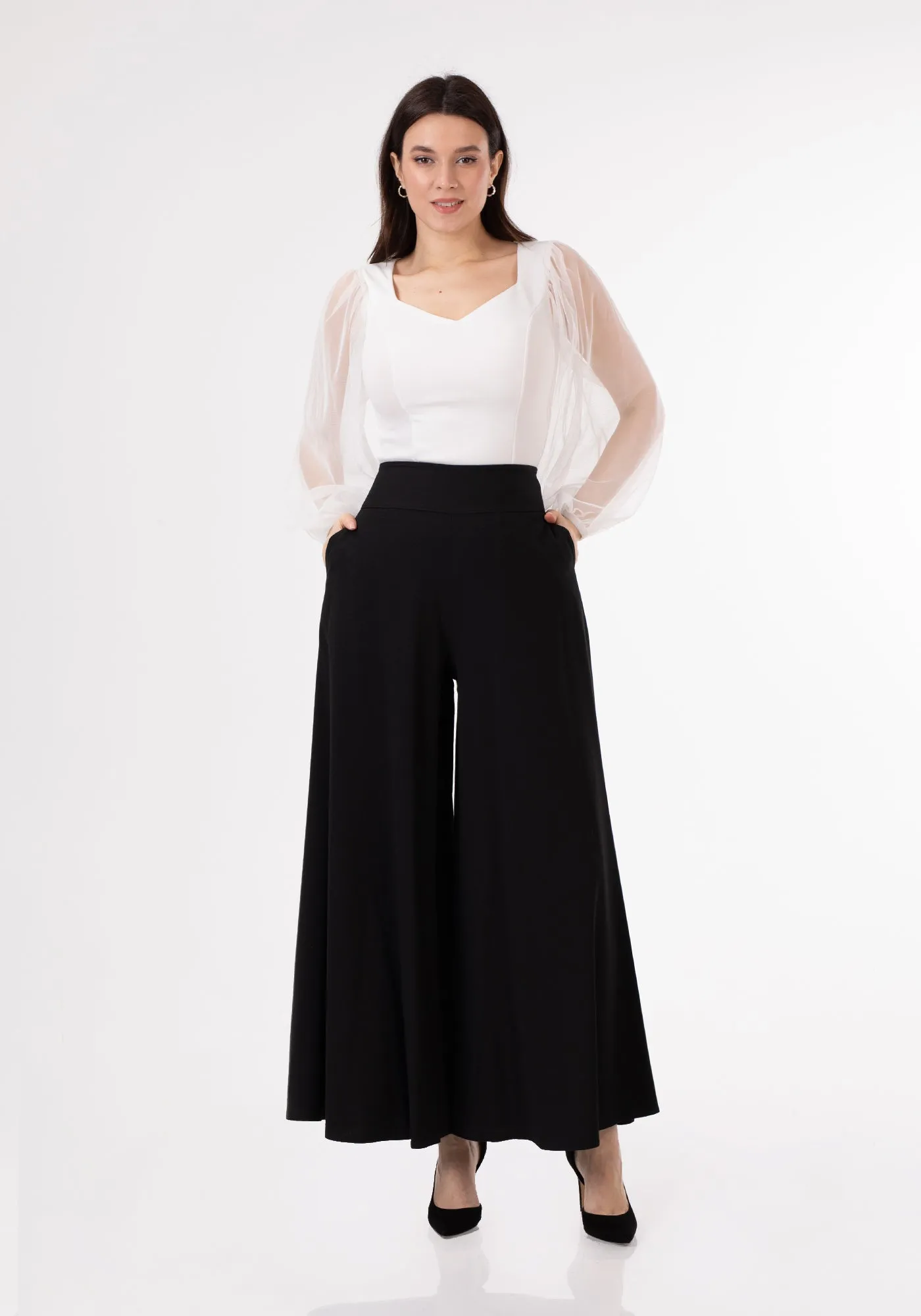 G-Line High Waisted Black Palazzo Pants