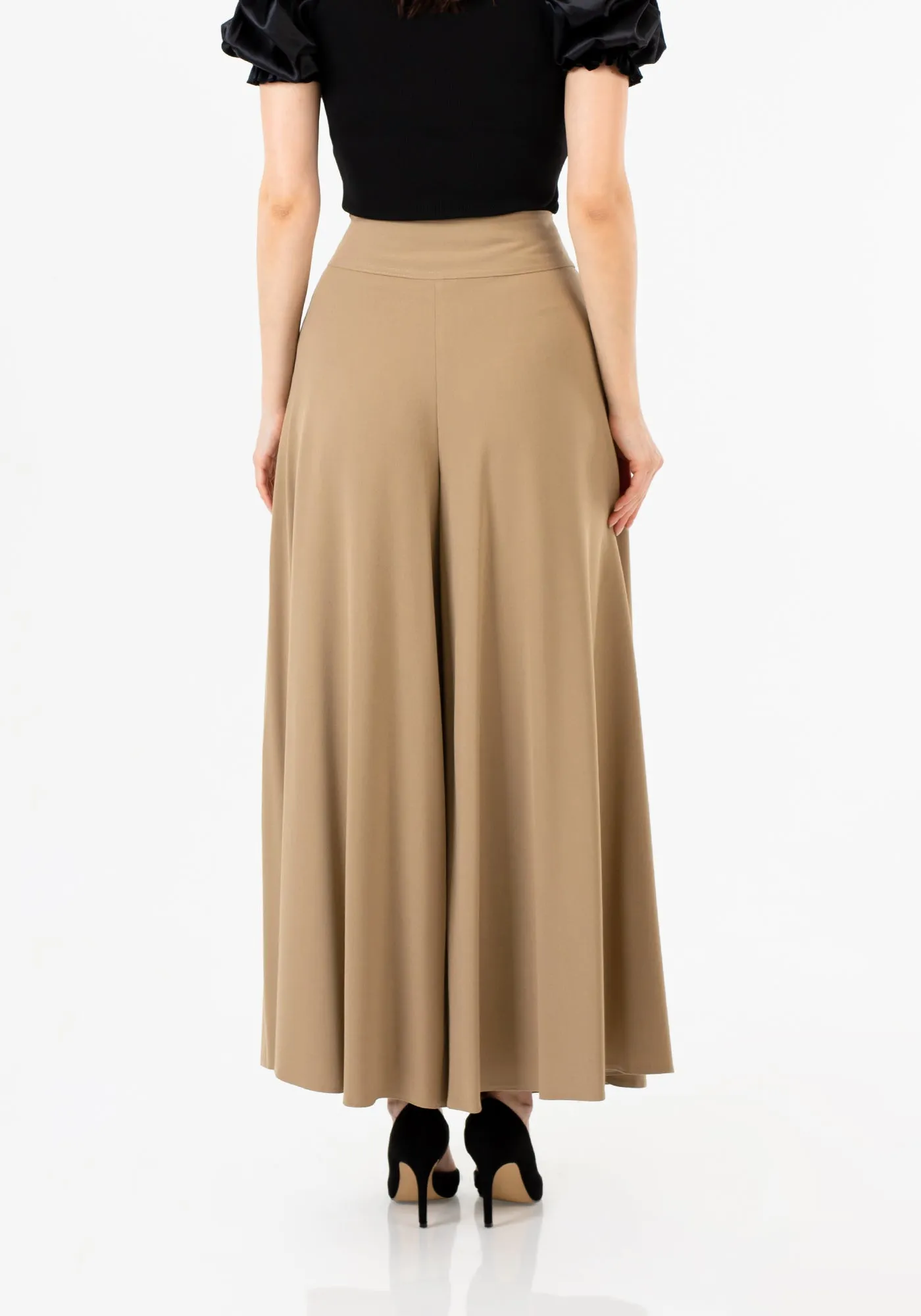 G-Line High Waisted Camel Palazzo Pants