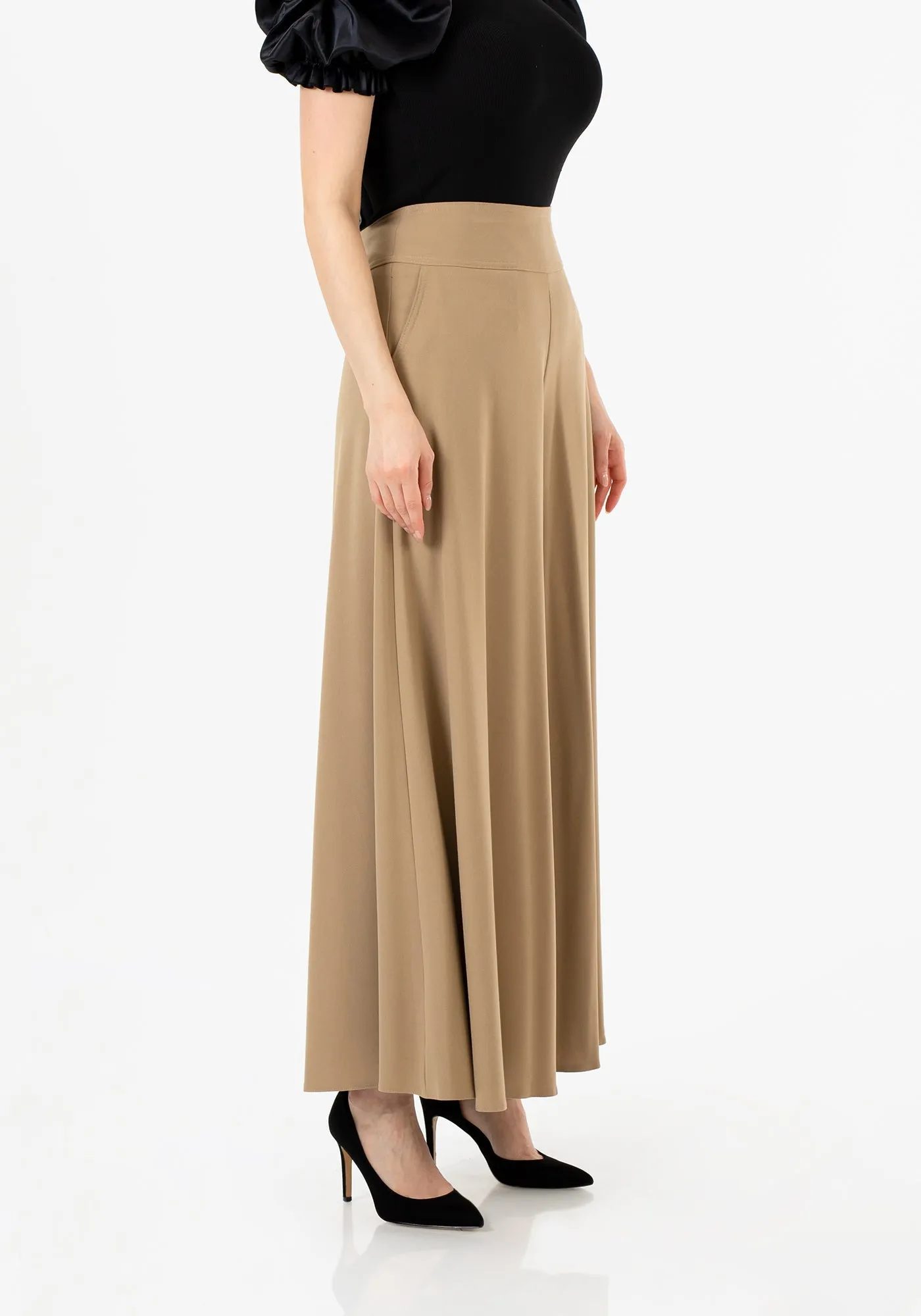 G-Line High Waisted Camel Palazzo Pants