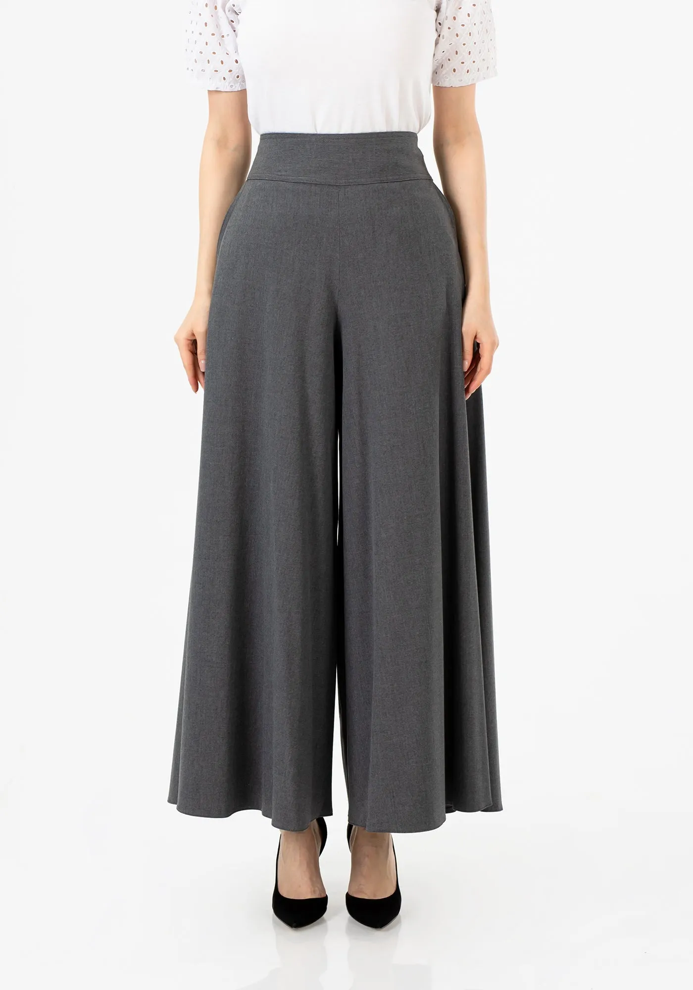 G-Line High Waisted Grey Palazzo Pants