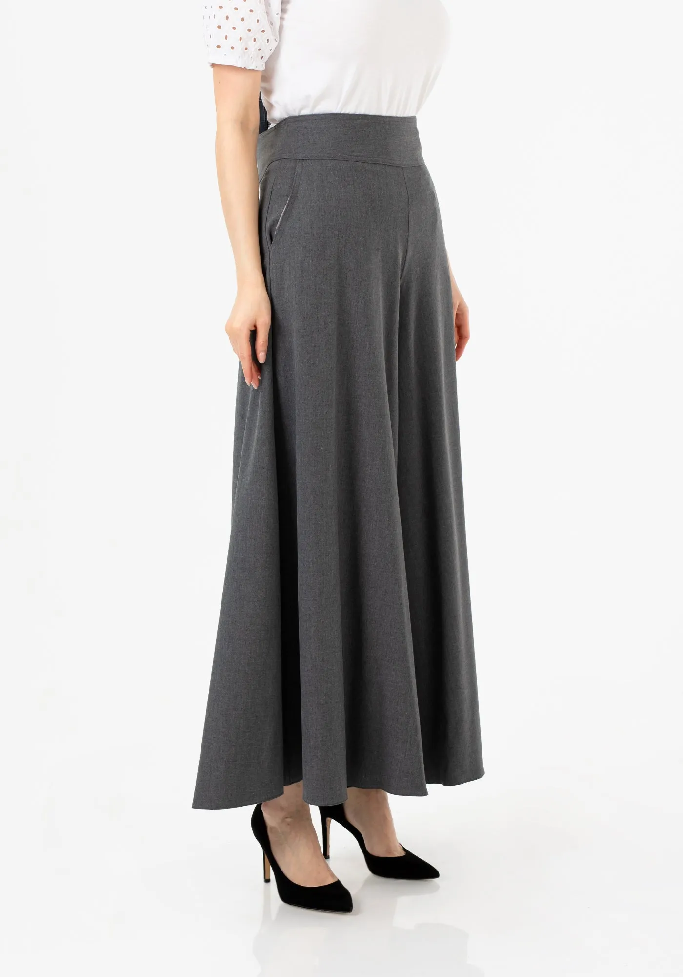 G-Line High Waisted Grey Palazzo Pants