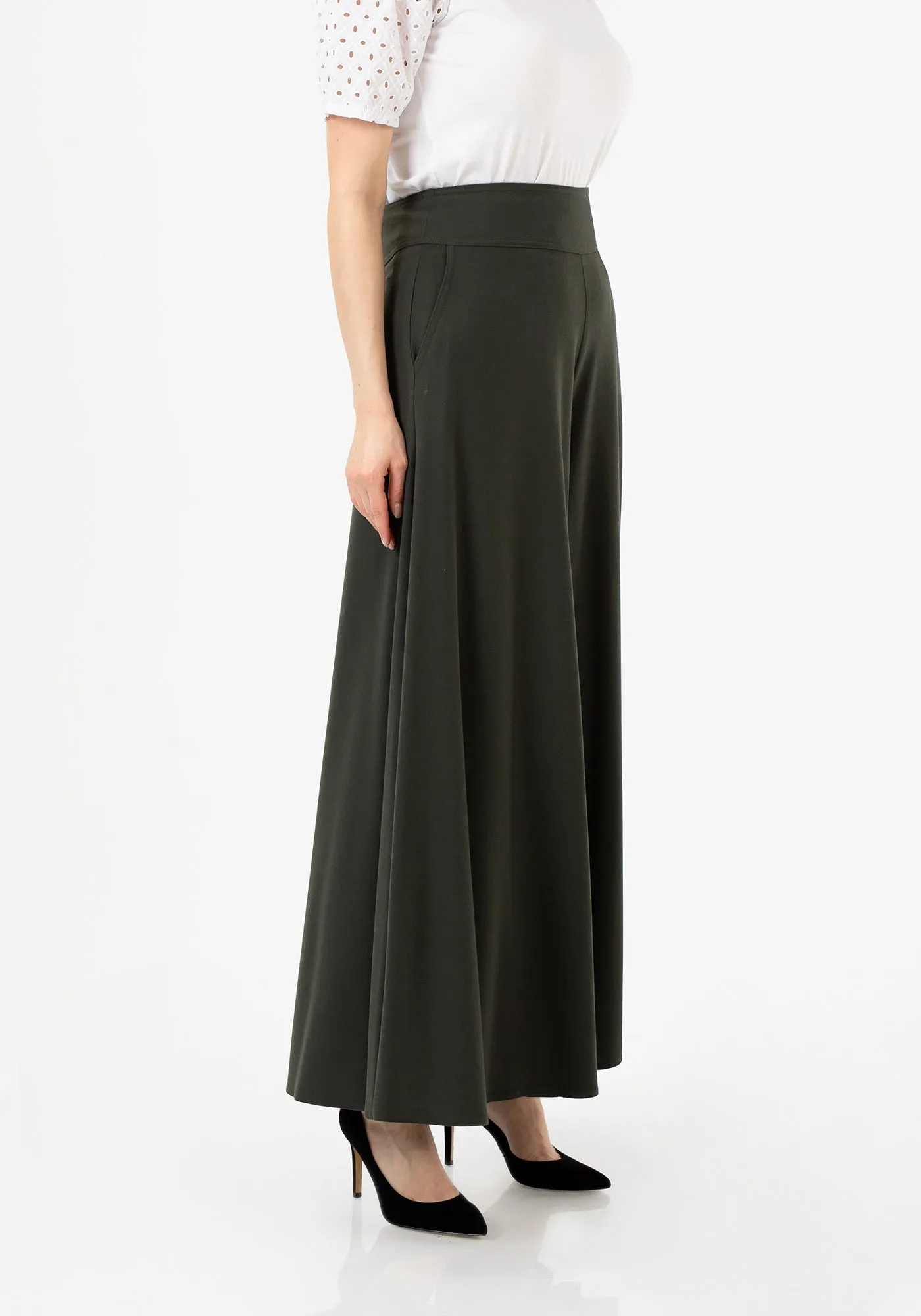 G-Line High Waisted Khaki Palazzo Pants