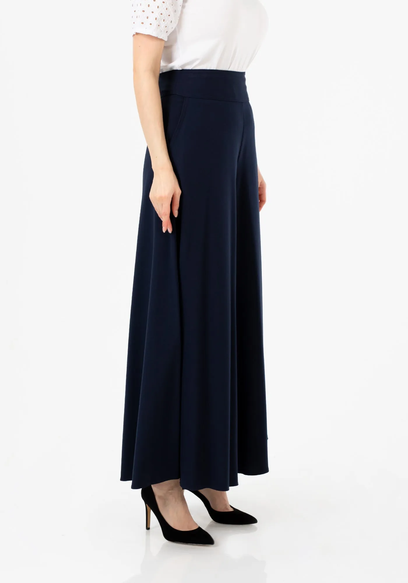 G-Line High Waisted Navy Palazzo Pants