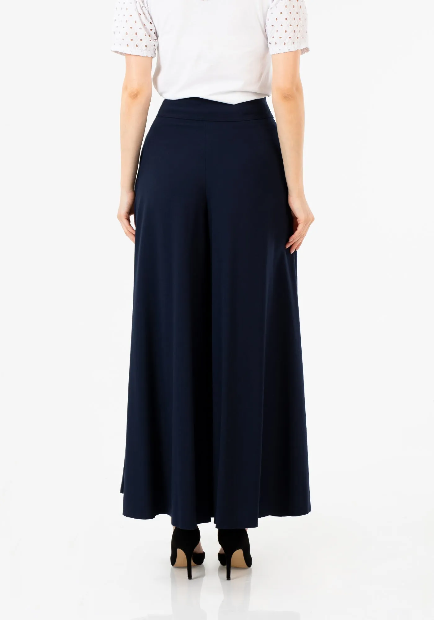 G-Line High Waisted Navy Palazzo Pants