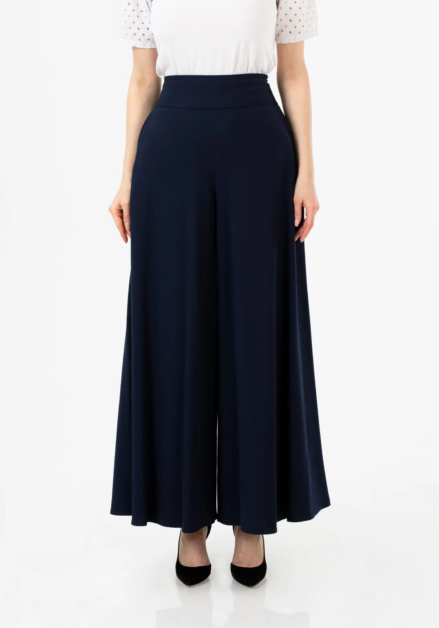 G-Line High Waisted Navy Palazzo Pants