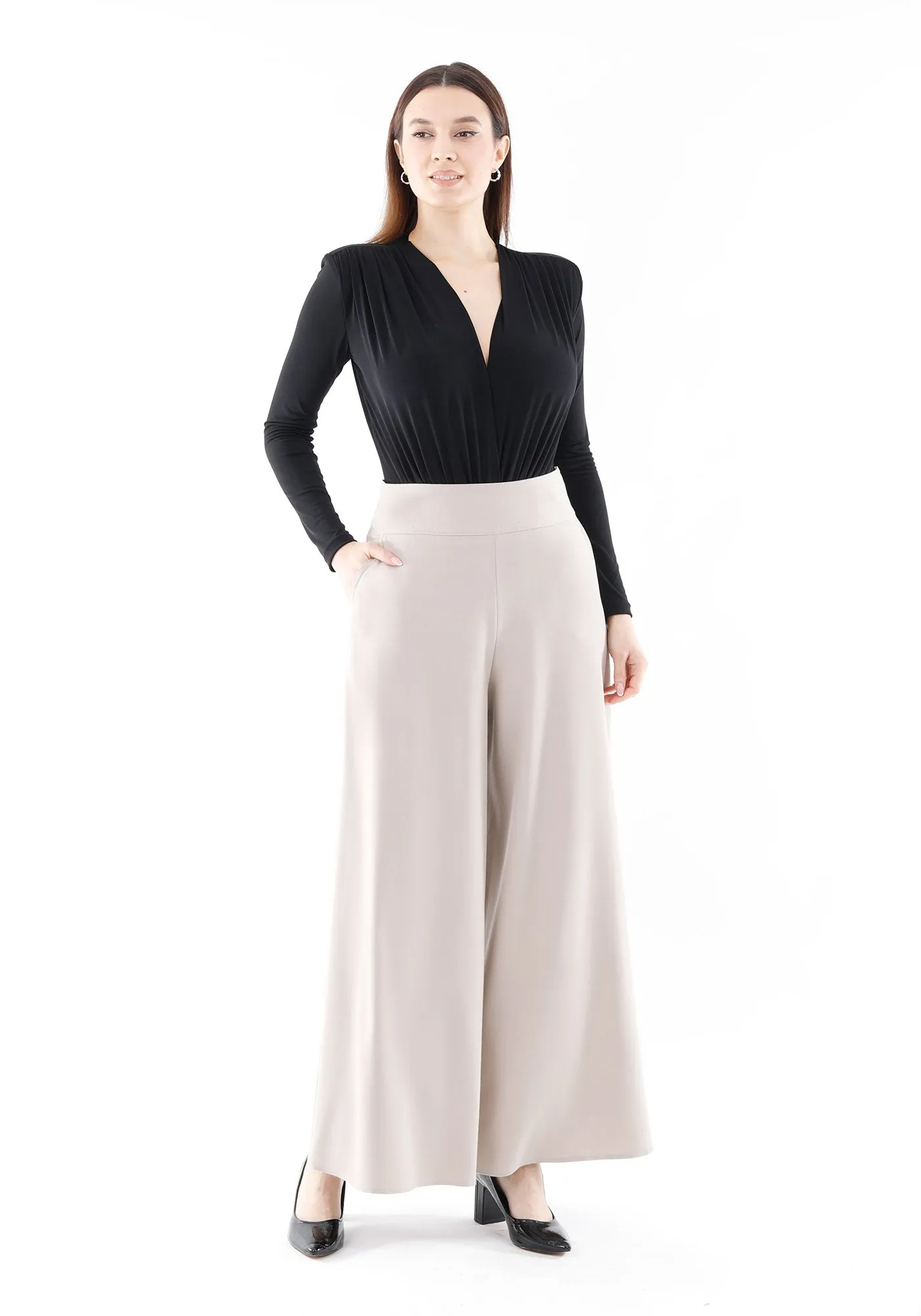 G-Line High Waisted Stone Palazzo Pants