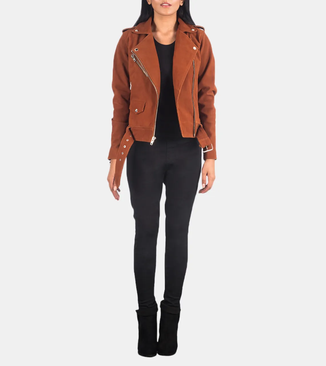 Giesto Women's Brown Suede Leather Jacket