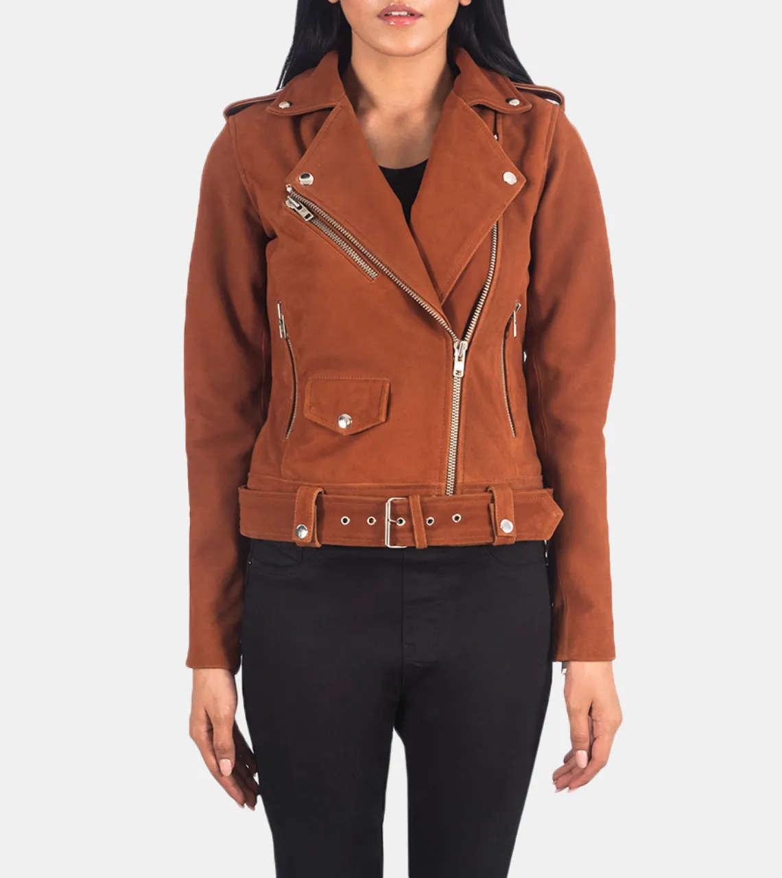 Giesto Women's Brown Suede Leather Jacket