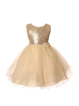 Girls Multi Color Sequin Organza Tulle Special Occasion Dress 3-12