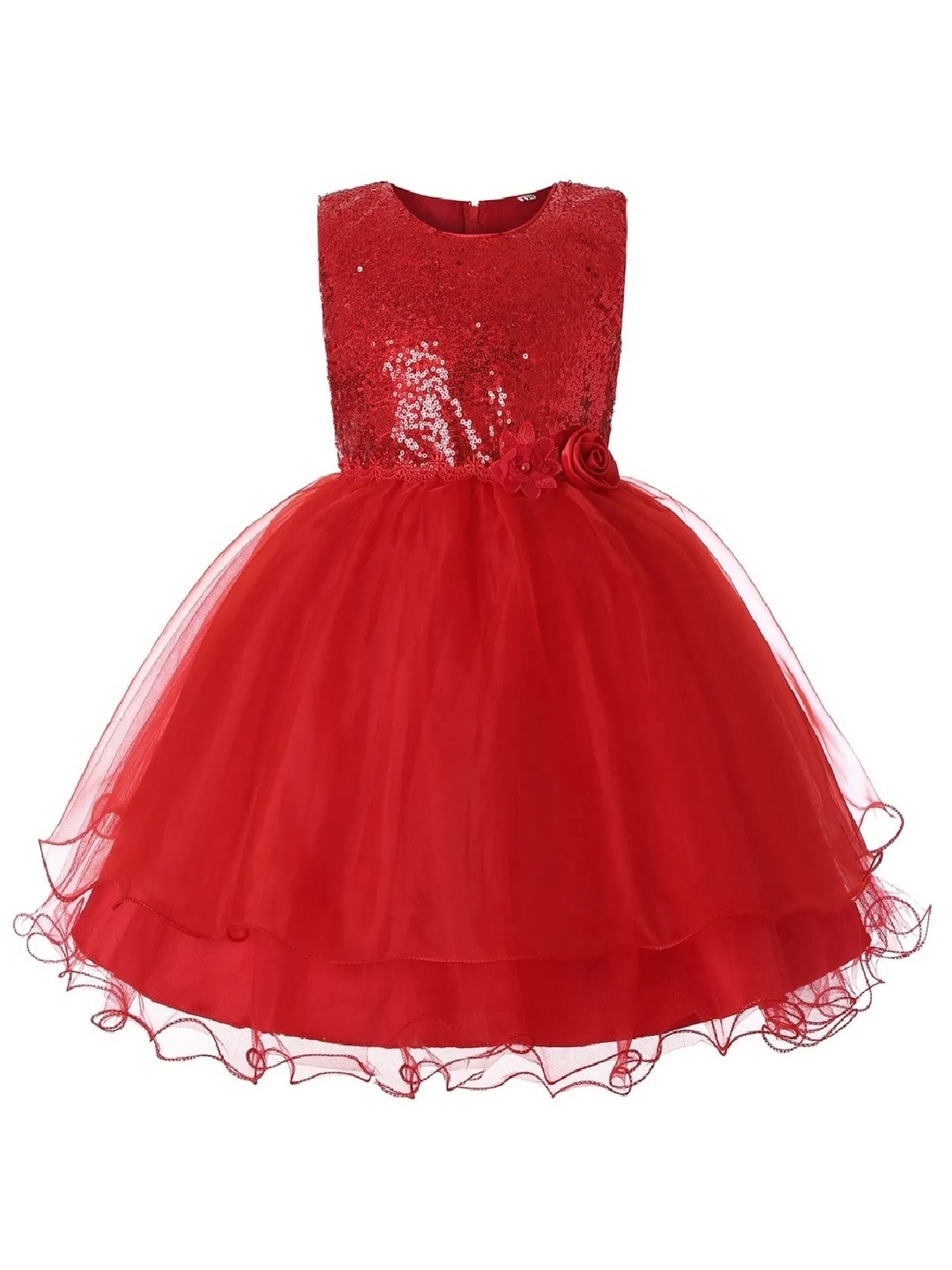 Girls Multi Color Sequin Organza Tulle Special Occasion Dress 3-12