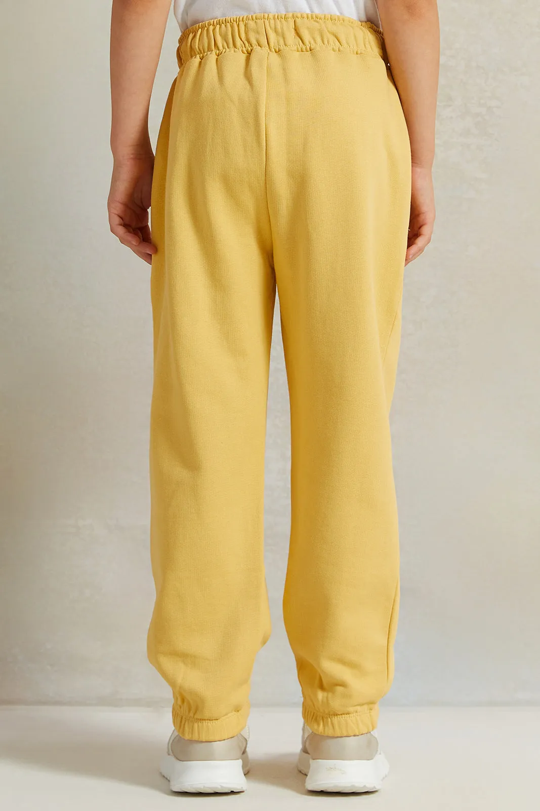 Girls Mustard Placement Print Track Pants