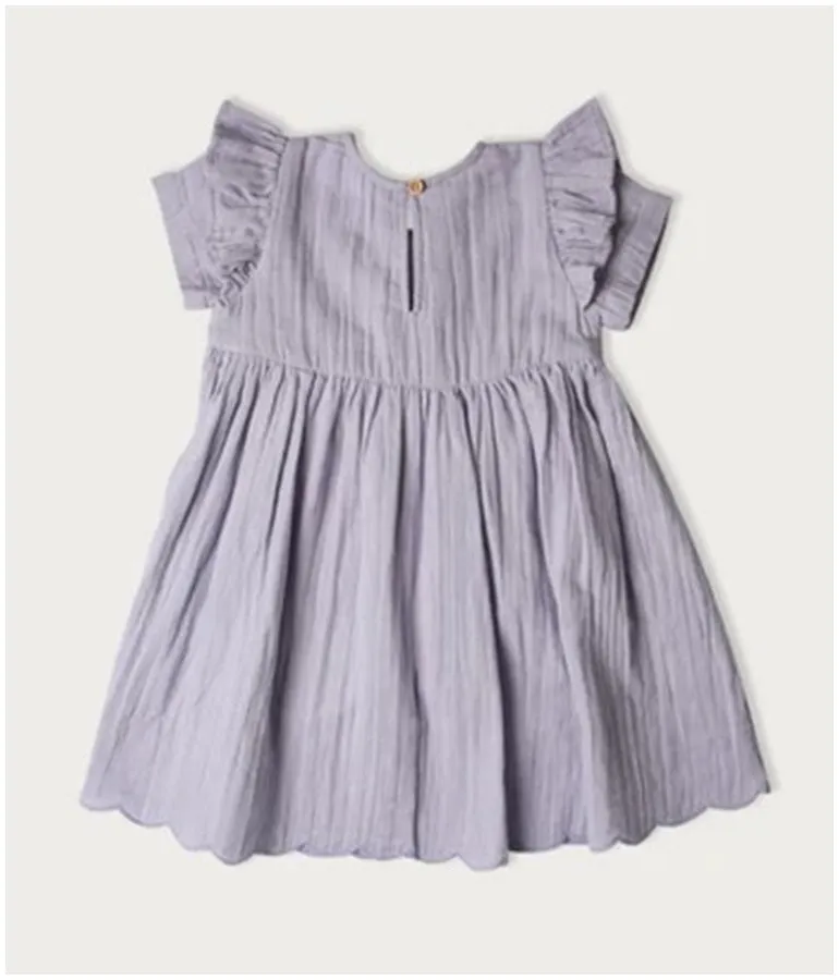 Girl's Short-sleeved Muslin Charlotte Dress - Mixed Berry