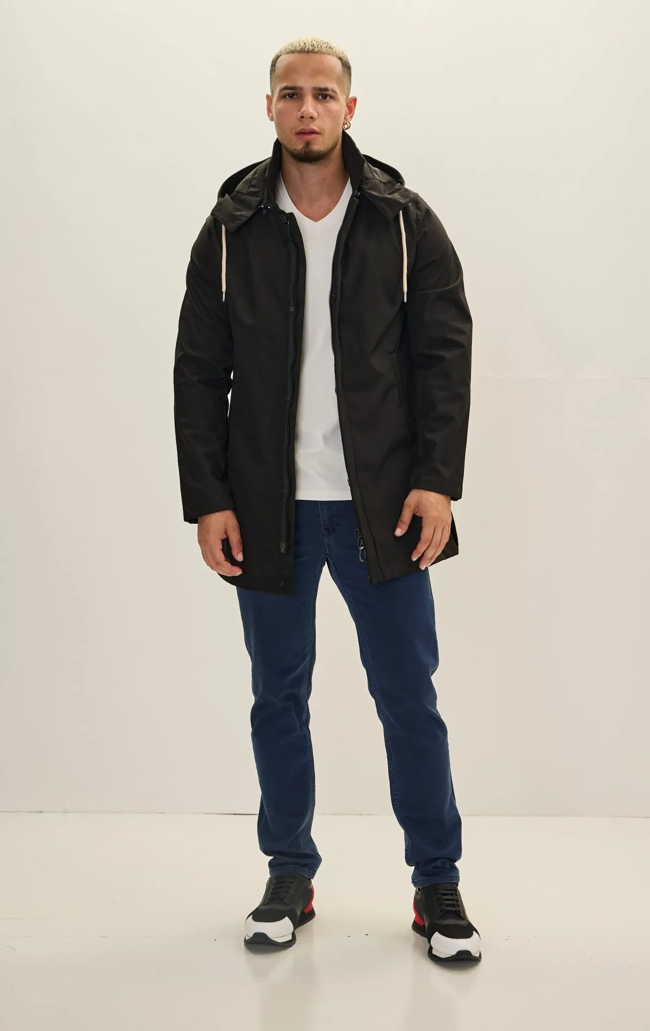 Hooded Rain Slicker Jacket - Black