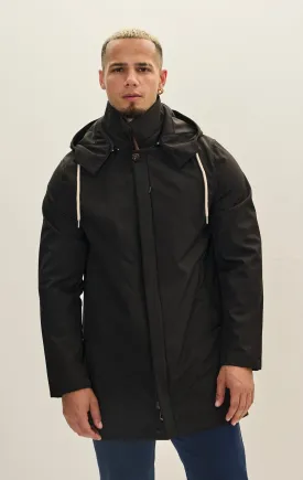 Hooded Rain Slicker Jacket - Black