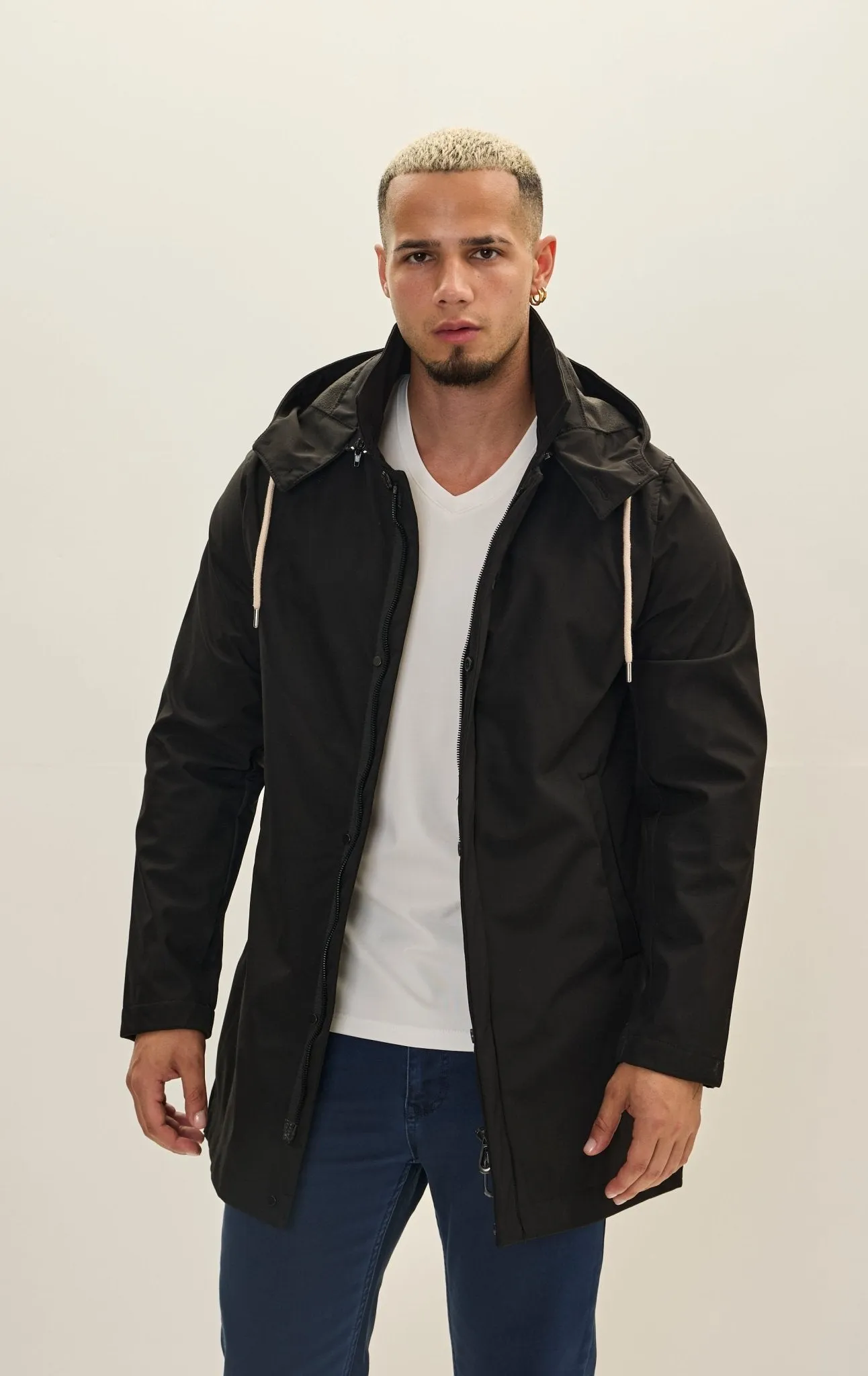 Hooded Rain Slicker Jacket - Black