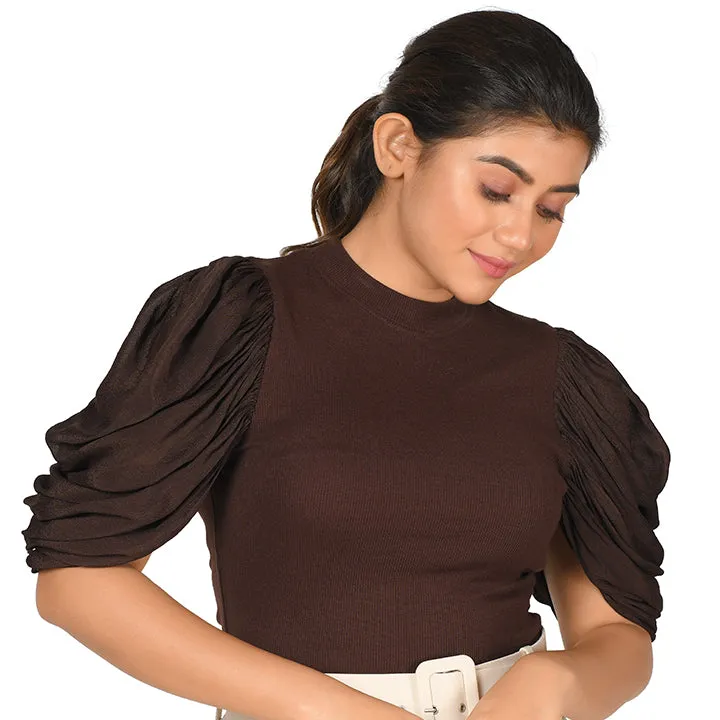 Hosiery Blouses - Mesh Pleated Sleeves