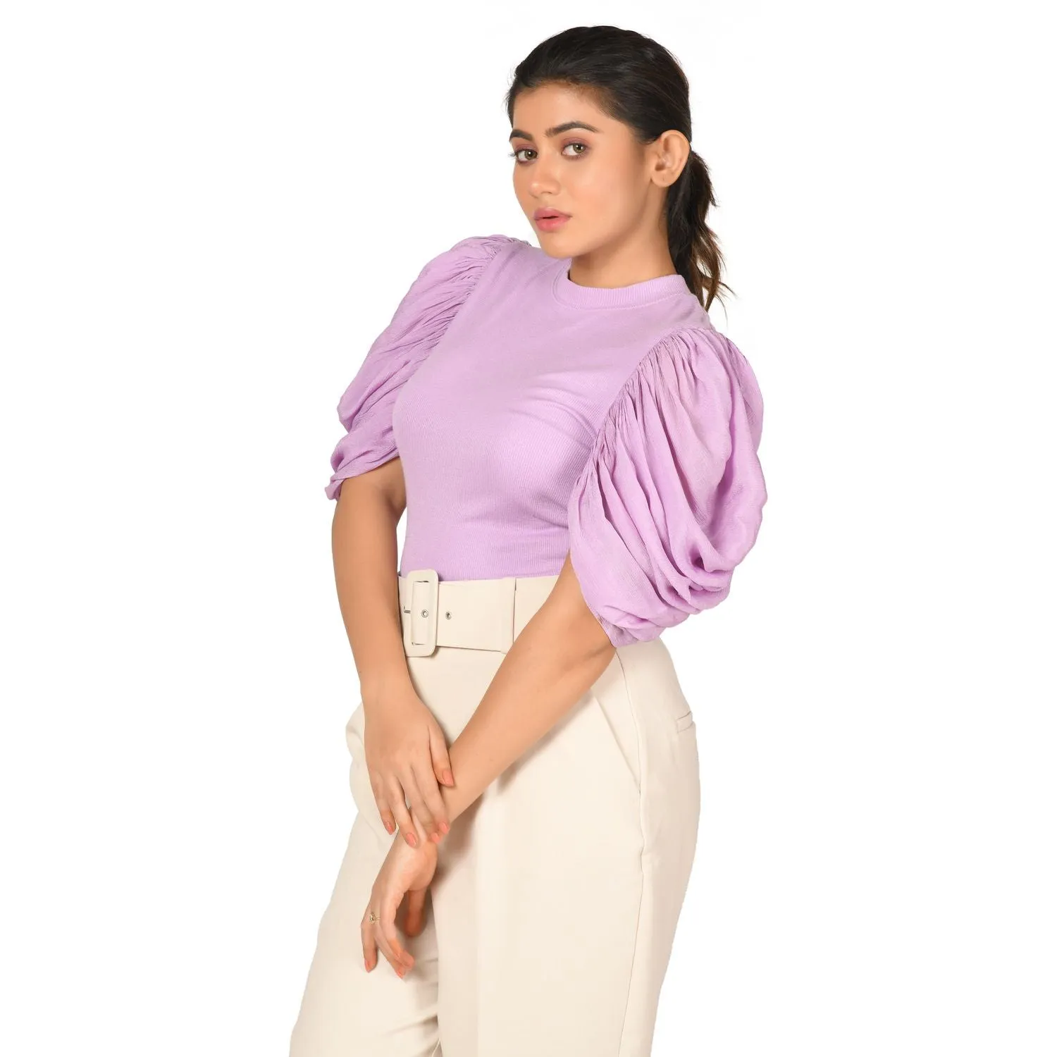 Hosiery Blouses - Mesh Pleated Sleeves