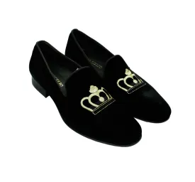 ITalian Velvet Suede Smart Black Shoe Slipper Moc