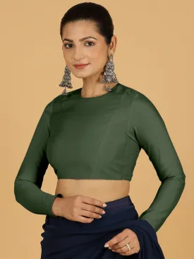 Jaya x Rozaana |  Saree Blouse in Pine Green