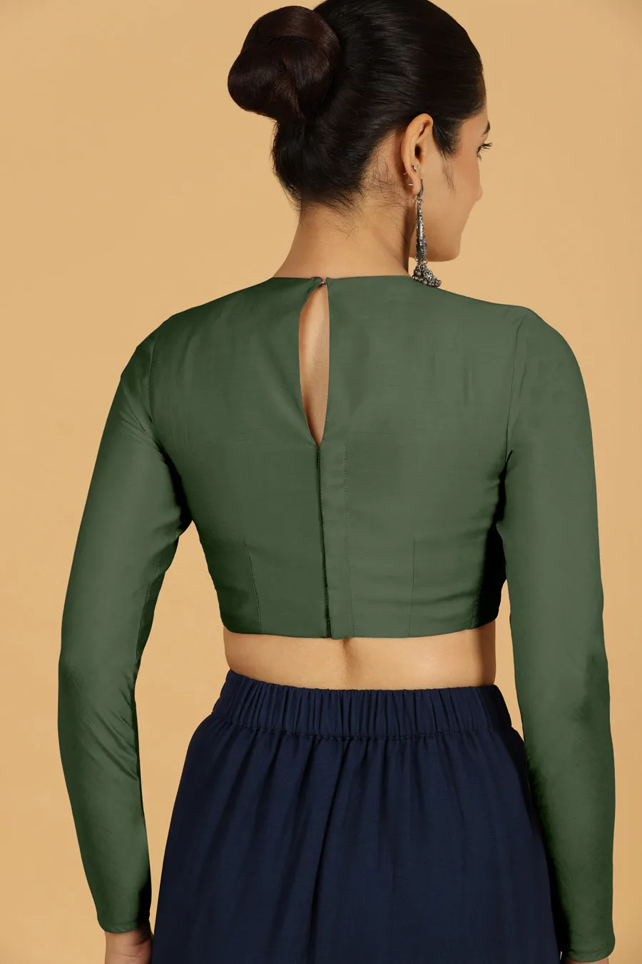 Jaya x Rozaana |  Saree Blouse in Pine Green