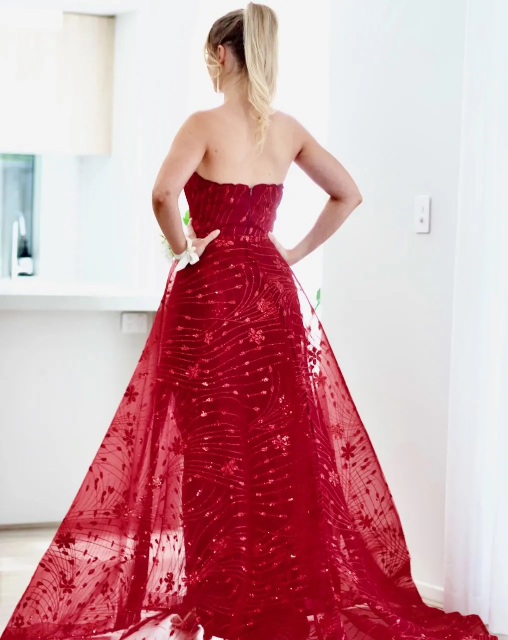 Juliette Strapless Glitter Gown - Wine [HIRE]