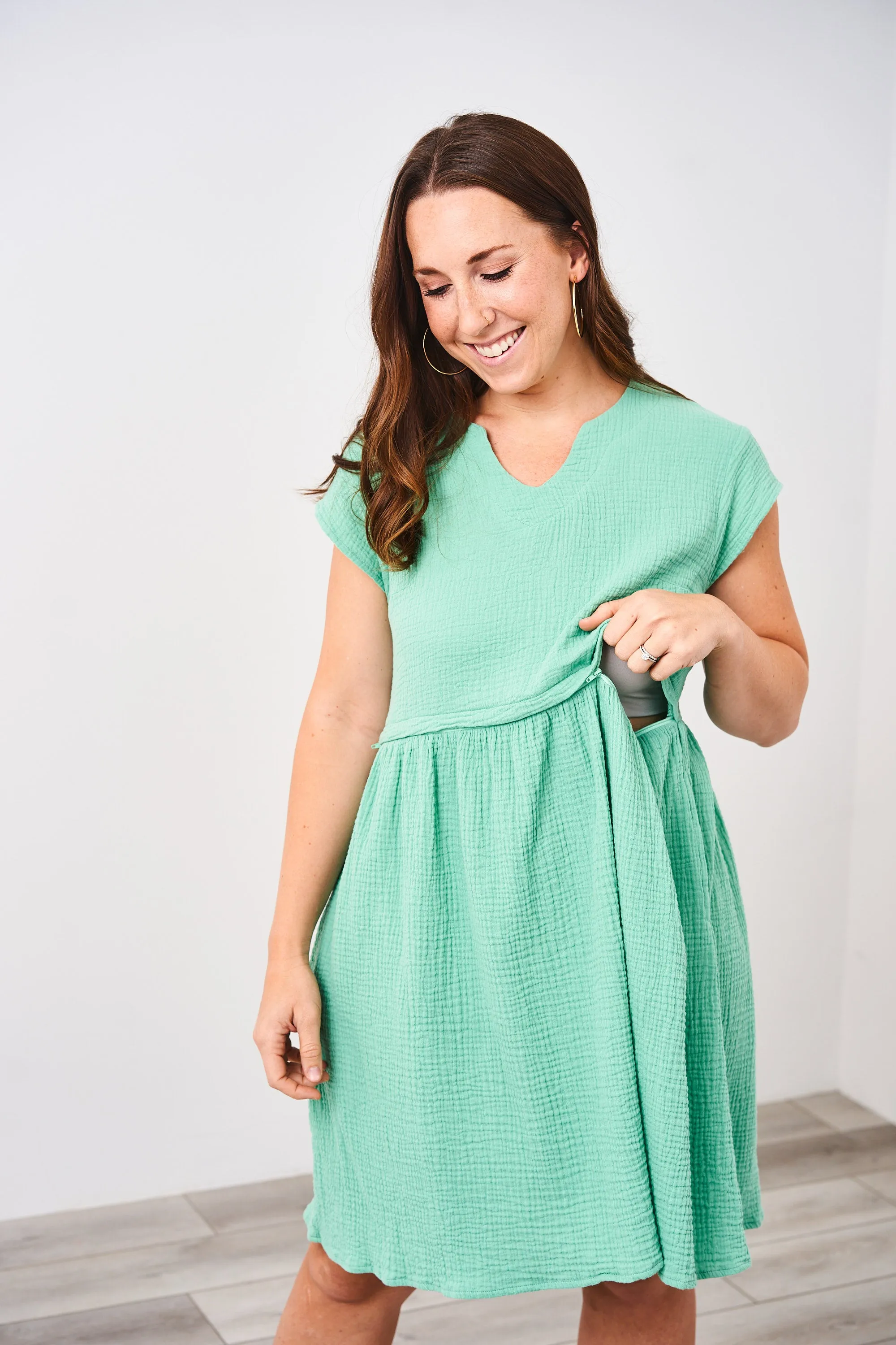 Latched Mama Coastline Cotton Zip Nursing Dress