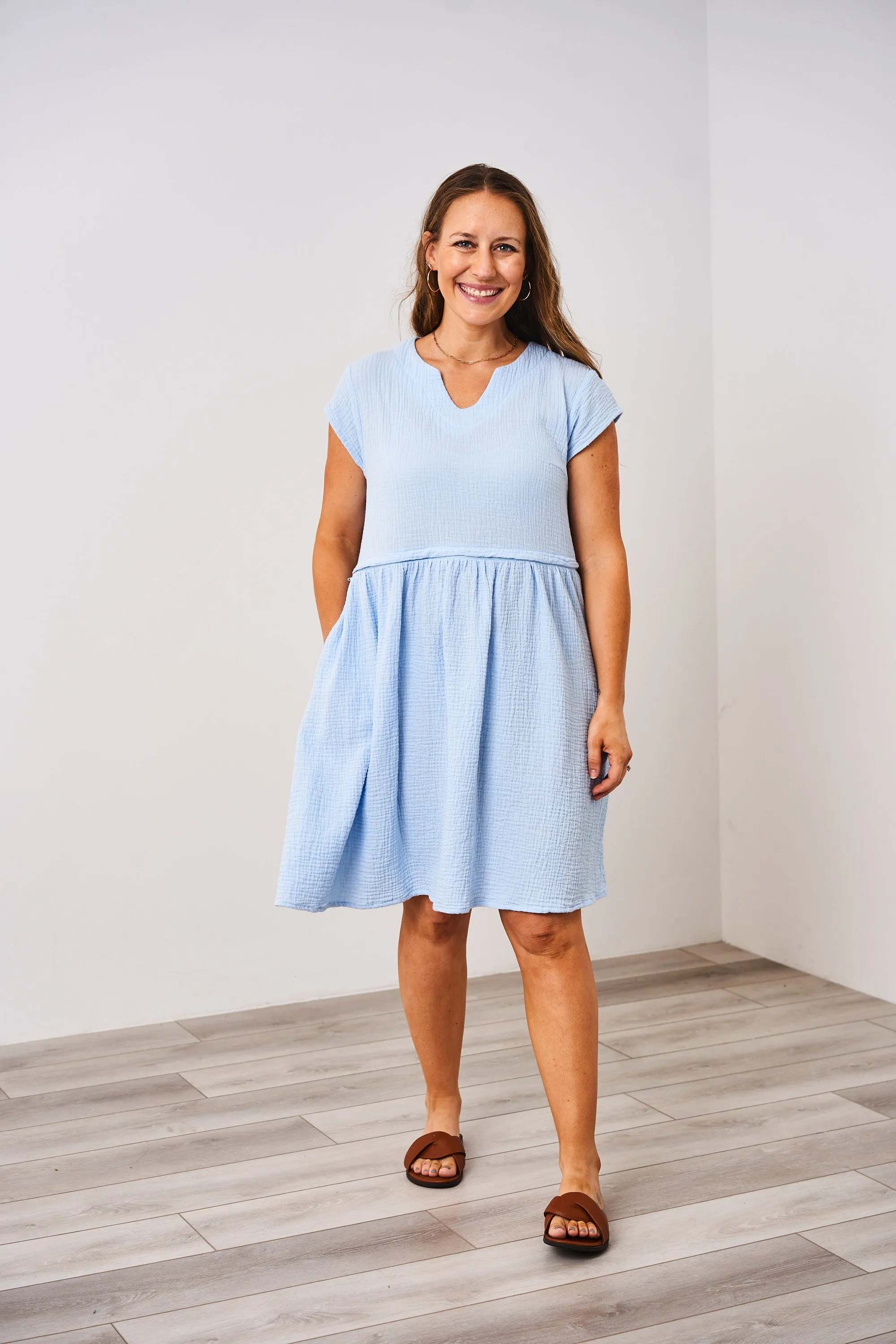 Latched Mama Coastline Cotton Zip Nursing Dress