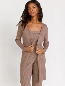 Listicle Long-Sleeve Rib Knit 3-Button Cardigan, Brown - Brands We Love