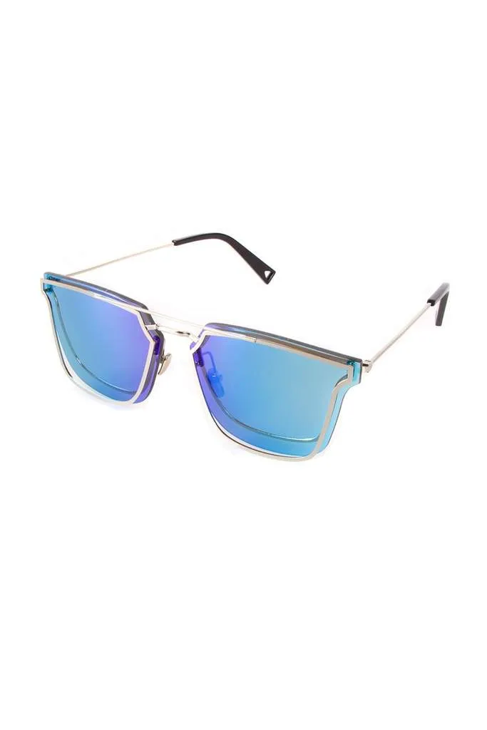 Metal Square Colored Lense Sunglasses