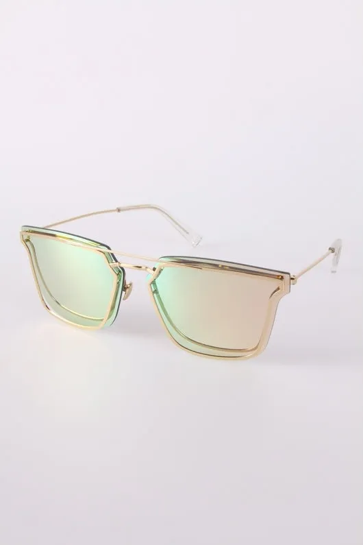 Metal Square Colored Lense Sunglasses