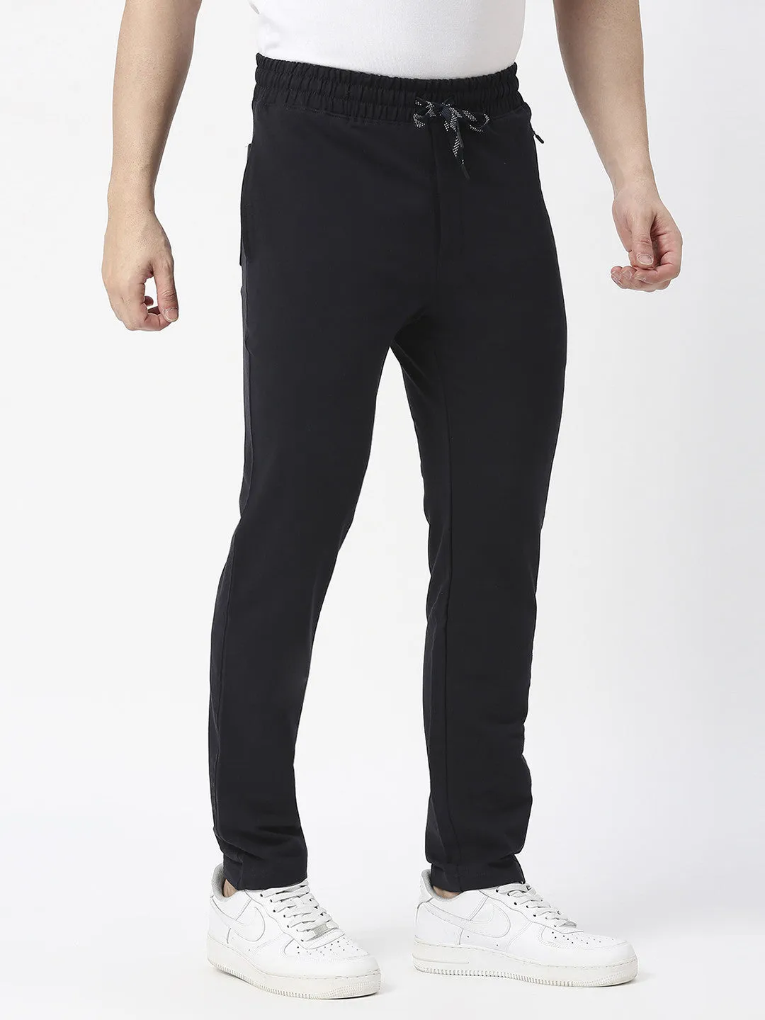 Navy French Terry Lycra Track Pants