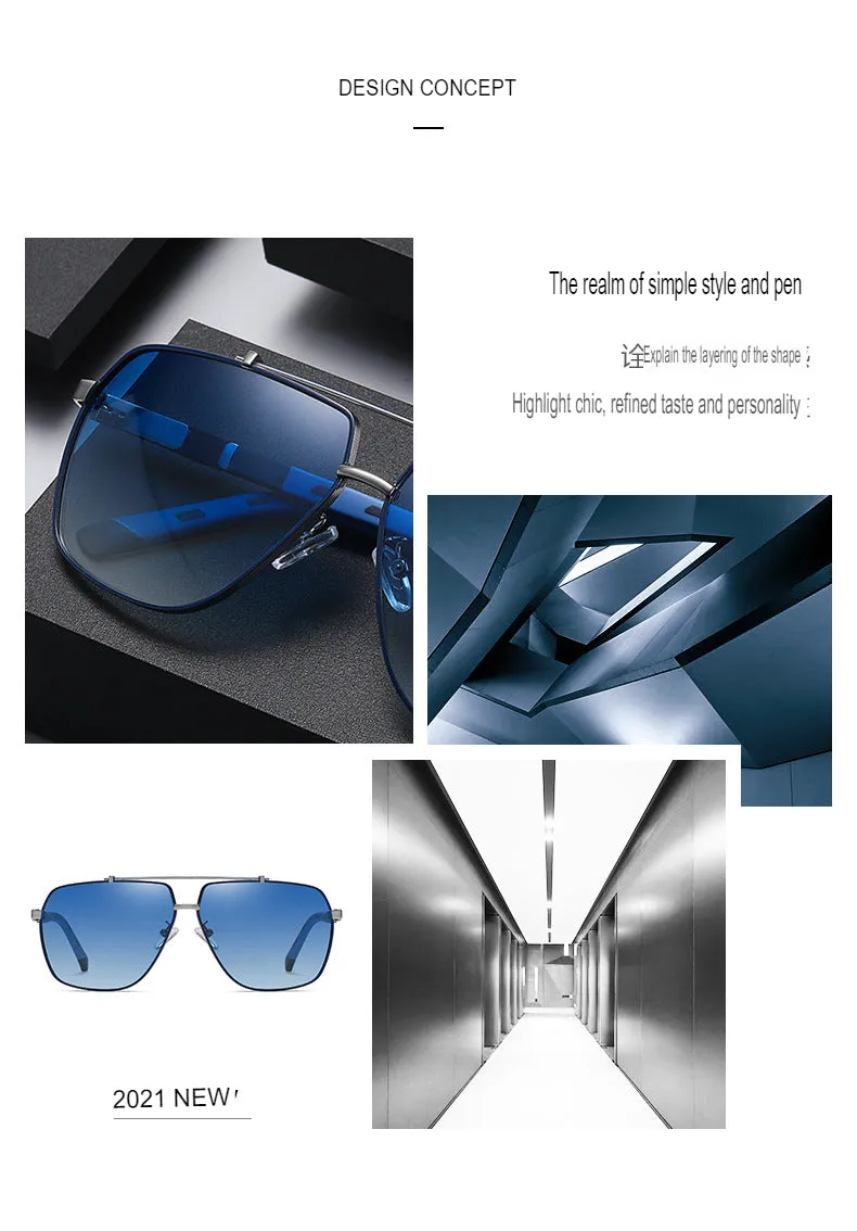 New polarized sunglasses travel driving sunshade sunglasses 6321 versatile two-color square frame men's sunglasses