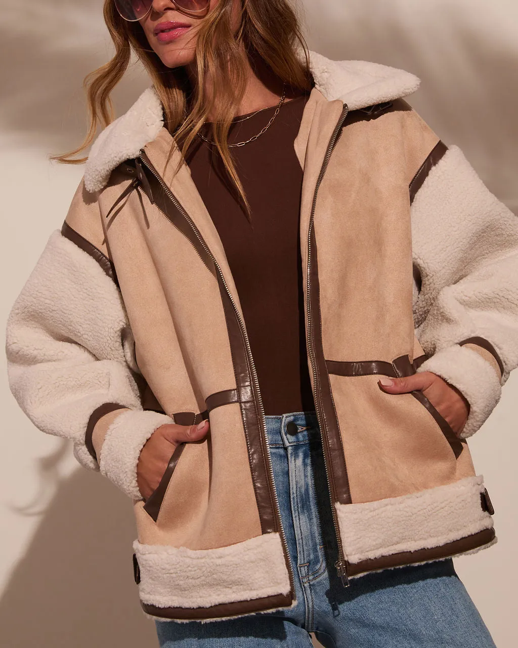 No Chill High Neck Suede Belted Jacket