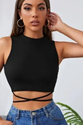 Not Late Black Crop Top