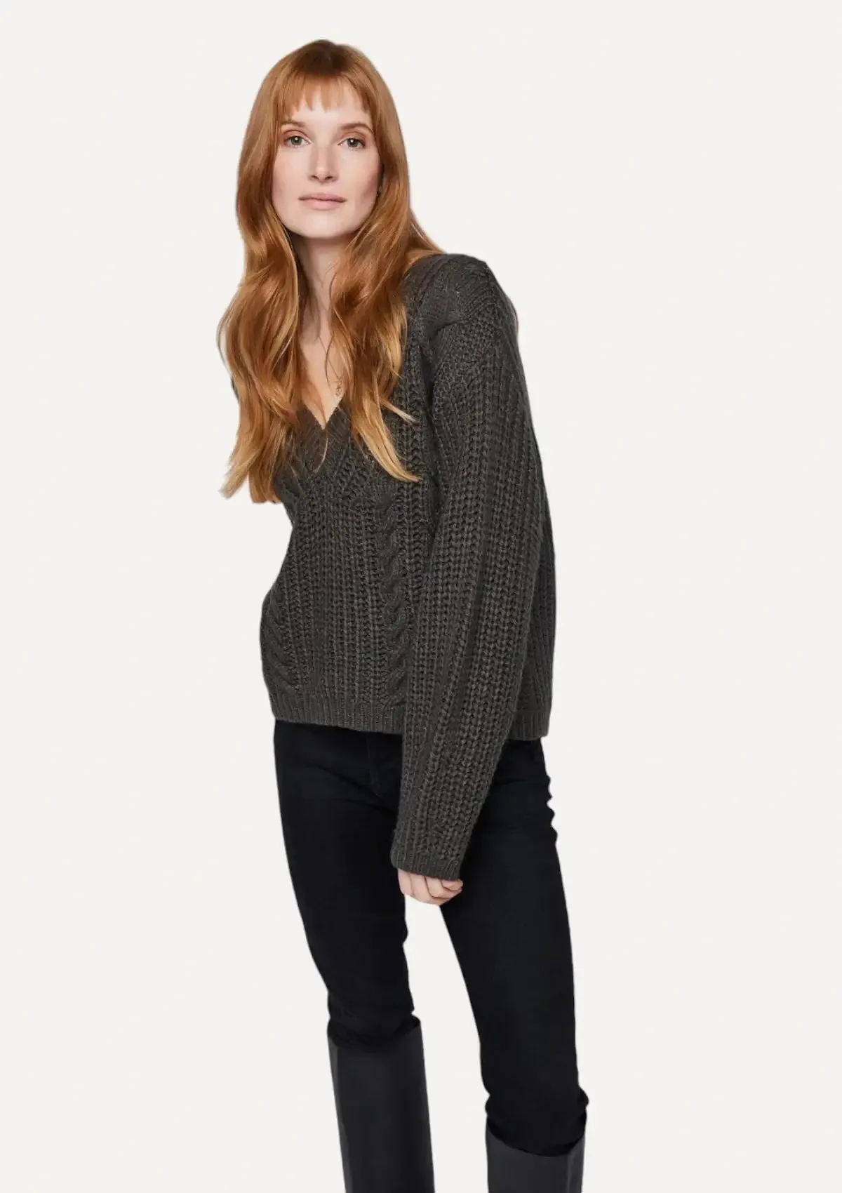 Octavia V-Neck Sweater - Ranger Grey